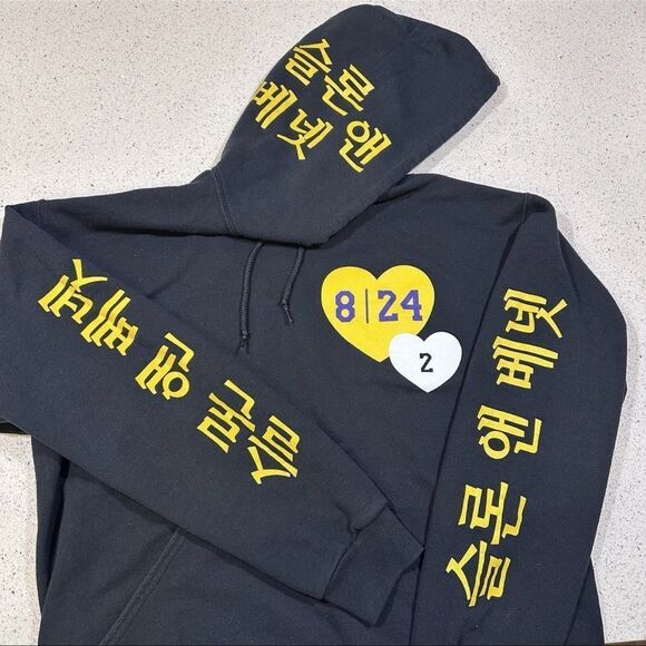 Kobe Bryant Gigi Lakers Hoodie 8 24 × 2 Black Sloan & Bennett Tribute Mamba Sz S - Picture 7 of 9